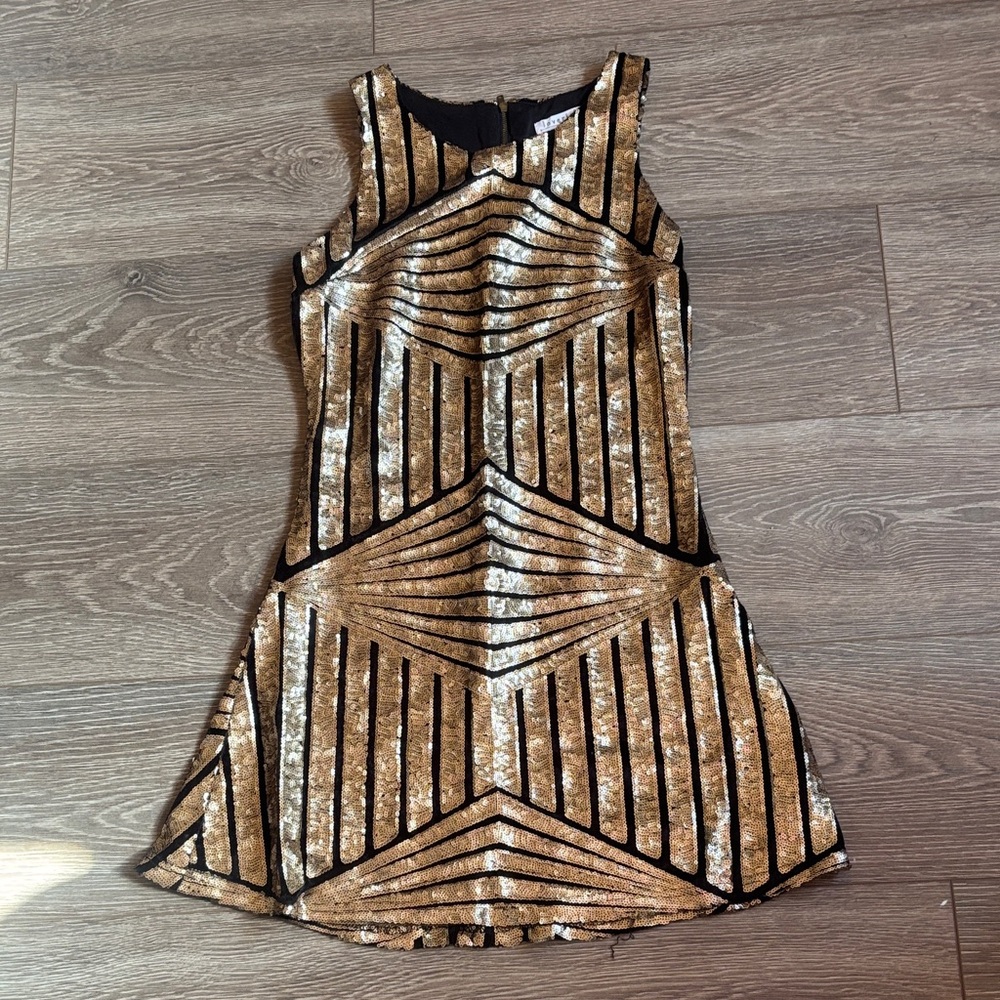 Love Riche Metallic Gold and Black Mini Dress